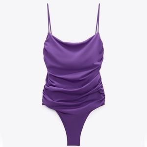 ZARA purple draped swimsuit